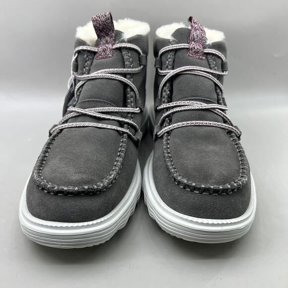 Hey Dude Reyes Suede Boots Women Size 9 Grey Water Repellent Fleece Lined Shoes - Picture 2 of 9